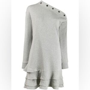 DEREK LAM 10 CROSBY Cressida Buttoned One-shoulder Sweatshirt Dress